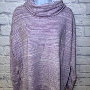 Garnet Hill Tencel Lyocell Blend Cowl Neck Sweater Purple Stripe Lightweight Lg